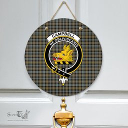 Scottish Campbell Argyll Weathered Clan Tartan Door Sign - Crest Classic Scottish Plaid Tartan Plaid