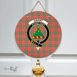 Scottish Grant Ancient Clan Tartan Door Sign - Crest Classic Scottish Plaid Tartan Plaid