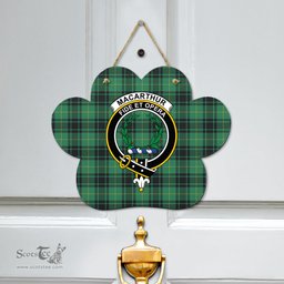 Scottish MacArthur Ancient Clan Tartan Door Sign - Crest Classic Scottish Plaid Tartan Plaid