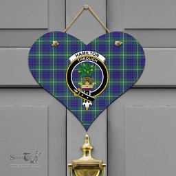 Scottish Hamilton Hunting Modern Clan Tartan Door Sign - Crest Classic Scottish Plaid Tartan Plaid