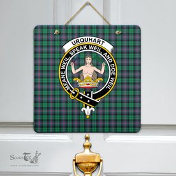 Scottish Urquhart Broad Red Ancient Clan Tartan Door Sign - Crest Classic Scottish Plaid Tartan Plaid