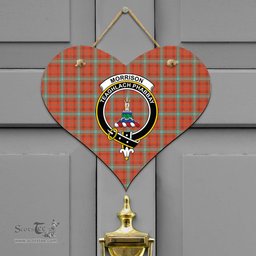 Scottish Morrison Red Ancient Clan Tartan Door Sign - Crest Classic Scottish Plaid Tartan Plaid