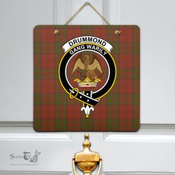 Scottish Drummond Clan Clan Tartan Door Sign - Crest Classic Scottish Plaid Tartan Plaid