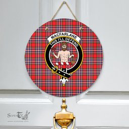 Scottish MacFarlane Modern Clan Tartan Door Sign - Crest Classic Scottish Plaid Tartan Plaid