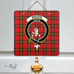Scottish Brodie Modern Clan Tartan Door Sign - Crest Classic Scottish Plaid Tartan Plaid