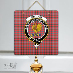 Scottish Sinclair Modern Clan Tartan Door Sign - Crest Classic Scottish Plaid Tartan Plaid