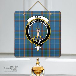 Scottish Bain Clan Tartan Door Sign - Crest Classic Scottish Plaid Tartan Plaid