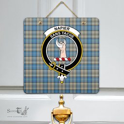 Scottish Napier Ancient Clan Tartan Door Sign - Crest Classic Scottish Plaid Tartan Plaid
