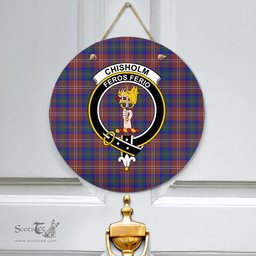 Scottish Chisholm Hunting Modern Clan Tartan Door Sign - Crest Classic Scottish Plaid Tartan Plaid