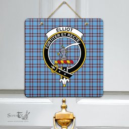 Scottish Elliot Ancient Clan Tartan Door Sign - Crest Classic Scottish Plaid Tartan Plaid