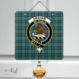 Scottish Graham of Menteith Ancient Clan Tartan Door Sign - Crest Classic Scottish Plaid Tartan Plaid