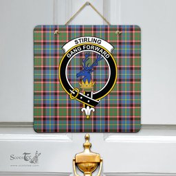 Scottish Stirling Bannockburn District Clan Tartan Door Sign - Crest Classic Scottish Plaid Tartan Plaid