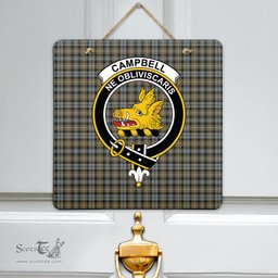 Scottish Campbell Argyll Weathered Clan Tartan Door Sign - Crest Classic Scottish Plaid Tartan Plaid
