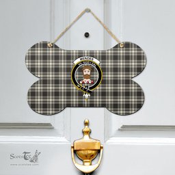 Scottish Menzies Black White Ancient Clan Tartan Door Sign - Crest Classic Scottish Plaid Tartan Plaid