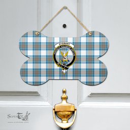 Scottish Stewart Muted Blue Clan Tartan Door Sign - Crest Classic Scottish Plaid Tartan Plaid