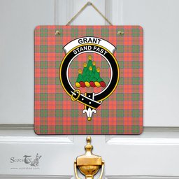 Scottish Grant Ancient Clan Tartan Door Sign - Crest Classic Scottish Plaid Tartan Plaid