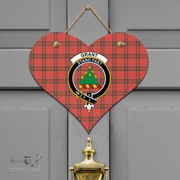 Scottish Grant Weathered Clan Tartan Door Sign - Crest Classic Scottish Plaid Tartan Plaid