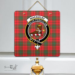 Scottish MacAulay Modern Clan Tartan Door Sign - Crest Classic Scottish Plaid Tartan Plaid