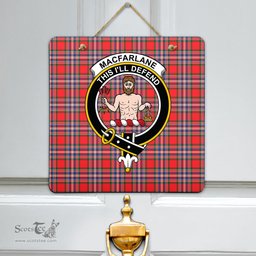Scottish MacFarlane Modern Clan Tartan Door Sign - Crest Classic Scottish Plaid Tartan Plaid