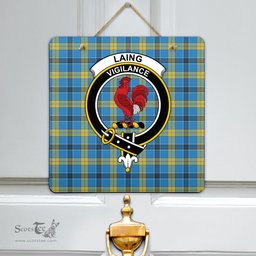 Scottish Laing Clan Tartan Door Sign - Crest Classic Scottish Plaid Tartan Plaid
