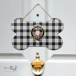 Scottish MacFarlane Black White Clan Tartan Door Sign - Crest Classic Scottish Plaid Tartan Plaid