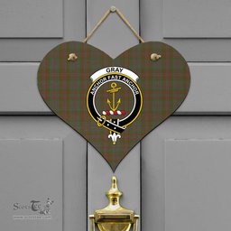 Scottish Gray Clan Tartan Door Sign - Crest Classic Scottish Plaid Tartan Plaid