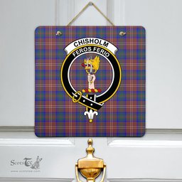 Scottish Chisholm Hunting Modern Clan Tartan Door Sign - Crest Classic Scottish Plaid Tartan Plaid