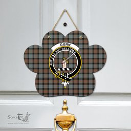 Scottish Gunn Weathered Clan Tartan Door Sign - Crest Classic Scottish Plaid Tartan Plaid