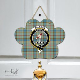 Scottish Balfour Blue Clan Tartan Door Sign - Crest Classic Scottish Plaid Tartan Plaid