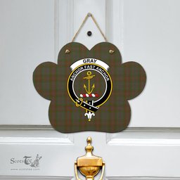 Scottish Gray Clan Tartan Door Sign - Crest Classic Scottish Plaid Tartan Plaid