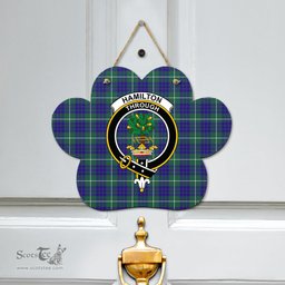 Scottish Hamilton Hunting Modern Clan Tartan Door Sign - Crest Classic Scottish Plaid Tartan Plaid