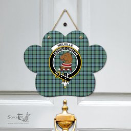Scottish Melville Clan Tartan Door Sign - Crest Classic Scottish Plaid Tartan Plaid