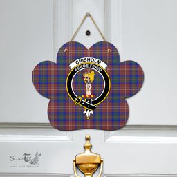 Scottish Chisholm Hunting Modern Clan Tartan Door Sign - Crest Classic Scottish Plaid Tartan Plaid