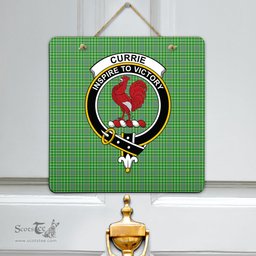 Scottish Currie Clan Tartan Door Sign - Crest Classic Scottish Plaid Tartan Plaid