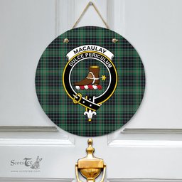 Scottish MacAulay Hunting Ancient Clan Tartan Door Sign - Crest Classic Scottish Plaid Tartan Plaid