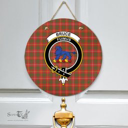 Scottish Bruce Modern Clan Tartan Door Sign - Crest Classic Scottish Plaid Tartan Plaid
