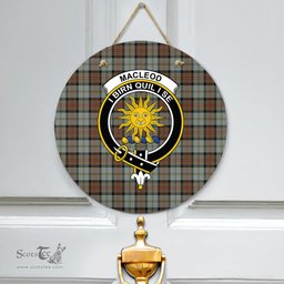 Scottish MacLeod of Harris Weathered Clan Tartan Door Sign - Crest Classic Scottish Plaid Tartan Plaid