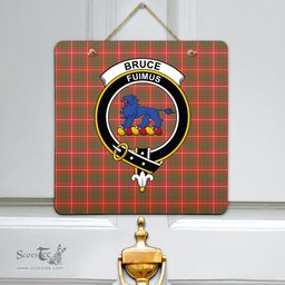 Scottish Bruce Modern Clan Tartan Door Sign - Crest Classic Scottish Plaid Tartan Plaid