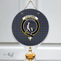 Scottish Fletcher Modern Clan Tartan Door Sign - Crest Classic Scottish Plaid Tartan Plaid
