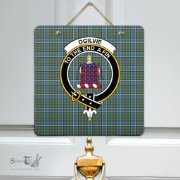 Scottish Ogilvie Hunting Ancient Clan Tartan Door Sign - Crest Classic Scottish Plaid Tartan Plaid