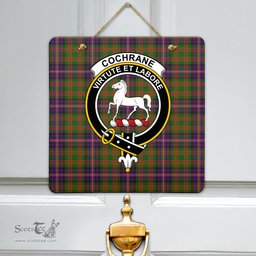 Scottish Cochrane Modern Clan Tartan Door Sign - Crest Classic Scottish Plaid Tartan Plaid