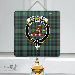 Scottish MacAulay Hunting Ancient Clan Tartan Door Sign - Crest Classic Scottish Plaid Tartan Plaid