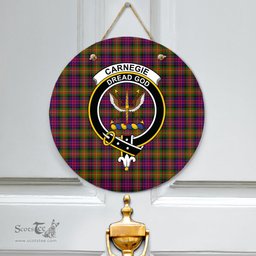 Scottish Carnegie Modern Clan Tartan Door Sign - Crest Classic Scottish Plaid Tartan Plaid