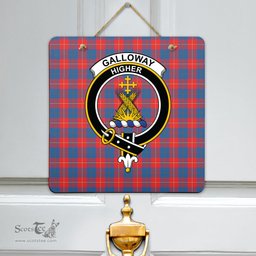 Scottish Galloway Red Clan Tartan Door Sign - Crest Classic Scottish Plaid Tartan Plaid