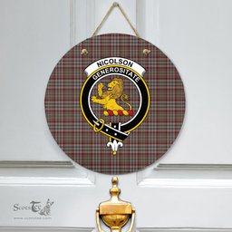 Scottish Nicolson Hunting Weathered Clan Tartan Door Sign - Crest Classic Scottish Plaid Tartan Plaid