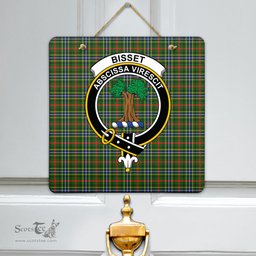Scottish Bisset Clan Tartan Door Sign - Crest Classic Scottish Plaid Tartan Plaid
