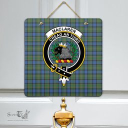 Scottish MacLaren Ancient Clan Tartan Door Sign - Crest Classic Scottish Plaid Tartan Plaid