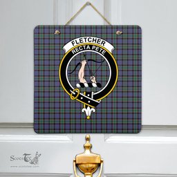 Scottish Fletcher Modern Clan Tartan Door Sign - Crest Classic Scottish Plaid Tartan Plaid