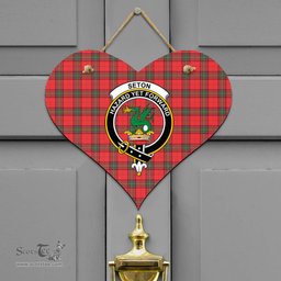 Scottish Seton Modern Clan Tartan Door Sign - Crest Classic Scottish Plaid Tartan Plaid