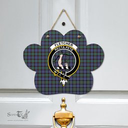 Scottish Fletcher Modern Clan Tartan Door Sign - Crest Classic Scottish Plaid Tartan Plaid